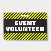 "EVENT VOLUNTEER" + Zwarte & Gele Strepen Badge (Achterkant)