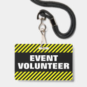 "EVENT VOLUNTEER" + Zwarte & Gele Strepen Badge (Achterkant met lanyard)