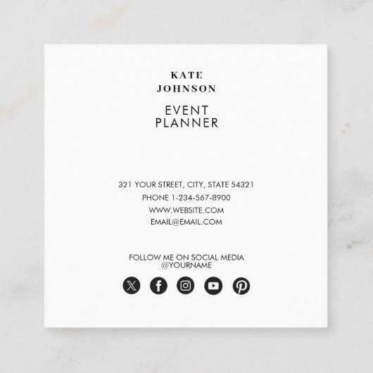 Event Weddenschap Planner Foto QR Code Social Medi Vierkante Visitekaartje (Achterkant)