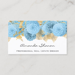 Event Wedding Planner Blue Floral QR CODE Visitekaartje
