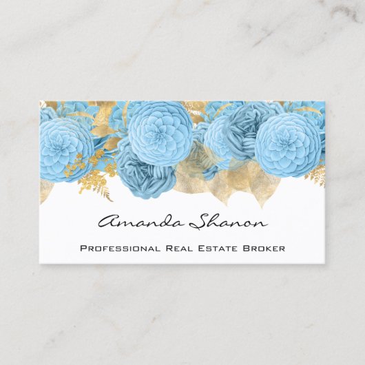 Event Wedding Planner Blue Floral QR CODE Visitekaartje (Voorkant)