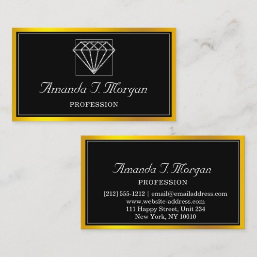 Event Wedding Planner Diamond Gold Lijst VIP Visitekaartje (Voorkant / Achterkant)