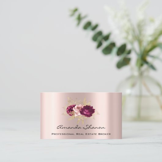 Event Wedding Planner Florals Roos Marsala QR Code Visitekaartje (Staand voorkant)