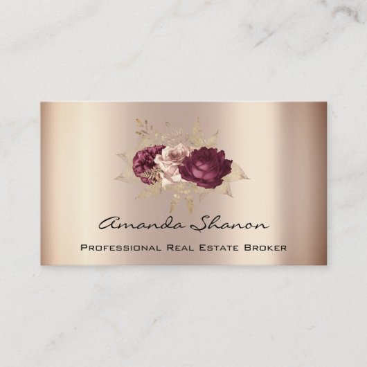 Event Wedding Planner Foral Roos Gold QR-code Visitekaartje (Voorkant)