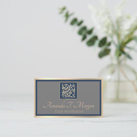 Event Wedding Planner Gold Lijst Gray Blue Navy Visitekaartje (Staand voorkant)