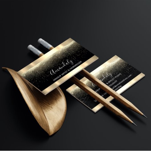 Event Wedding Planner Makeup Artist Black Gold VIP Visitekaartje