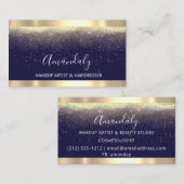 Event Wedding Planner Makeup Artist Navy Gold Visitekaartje (Voorkant / Achterkant)