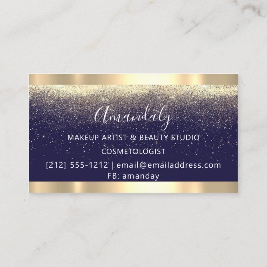 Event Wedding Planner Makeup Artist Navy Gold Visitekaartje (Achterkant)