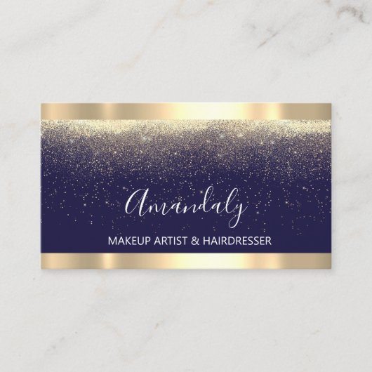 Event Wedding Planner Makeup Artist Navy Gold Visitekaartje (Voorkant)