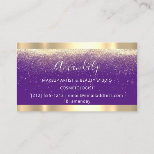 Event Wedding Planner Makeup Artist Paars Gold Visitekaartje (Achterkant)