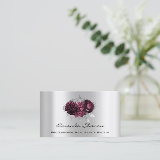 Event Wedding Planner Marsala Silver Logo QRCODE Visitekaartje (Staand voorkant)