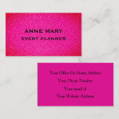 Event Wedding Planner Pink Purple Glitter Girly Visitekaartje (Voorkant / Achterkant)