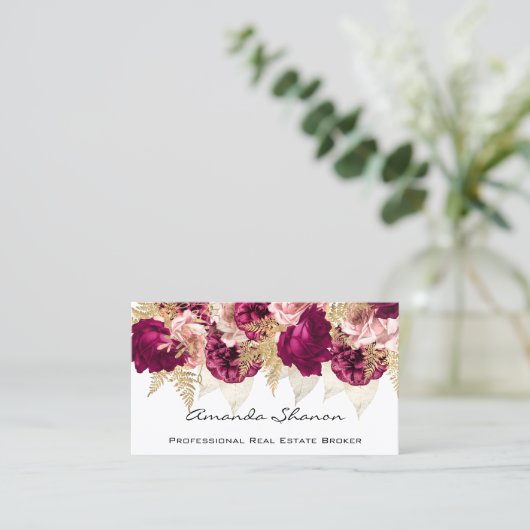 Event Wedding Planner Red Floral QR CODE Visitekaartje (Staand voorkant)