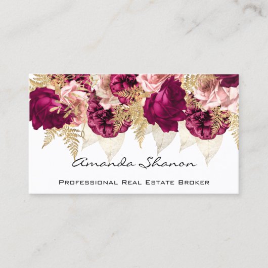 Event Wedding Planner Red Floral QR CODE Visitekaartje (Voorkant)