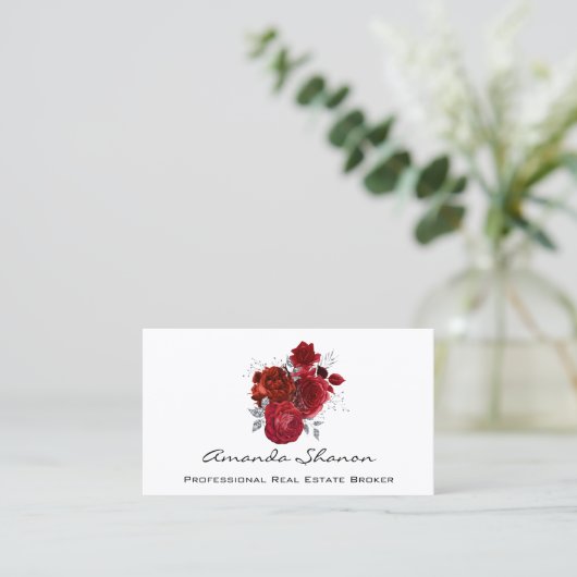 Event Wedding Planner Red Roses White Logo QR CODE Visitekaartje (Staand voorkant)