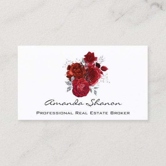 Event Wedding Planner Red Roses White Logo QR CODE Visitekaartje (Voorkant)