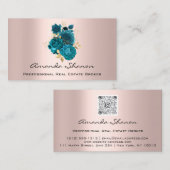 Event Wedding PlannerTeal Gold Rozen Logo QR CODE Visitekaartje (Voorkant / Achterkant)