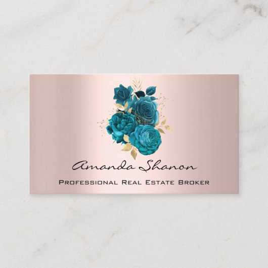 Event Wedding PlannerTeal Gold Rozen Logo QR CODE Visitekaartje (Voorkant)