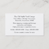 Eventer cross-country springen visitekaartje (Achterkant)