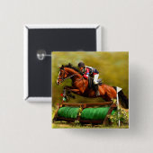 Eventer - Horse Art Vierkante Button 5,1 Cm (Voorkant /achterkant)