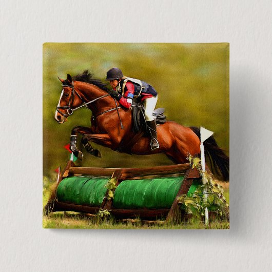 Eventer - Horse Art Vierkante Button 5,1 Cm (Voorkant)