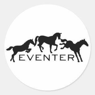Eventer with Three Jumping Horses Ronde Sticker