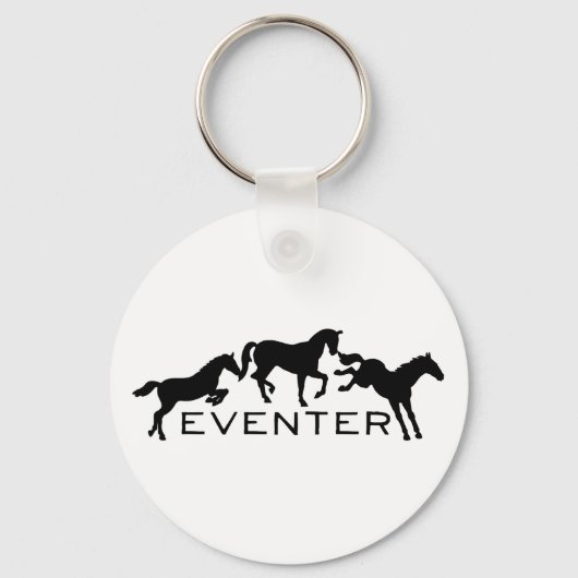 Eventer with Three Jumping Horses Sleutelhanger (Voorkant)