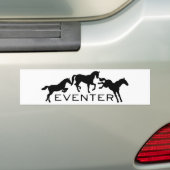 Eventingruiter met Drie Springende Paarden Bumpersticker (Op auto)