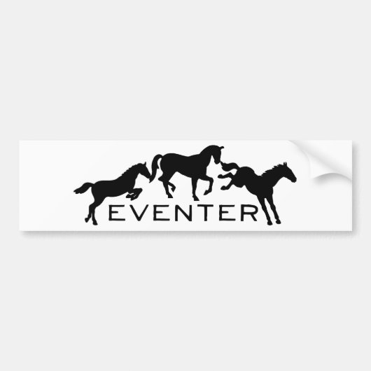 Eventingruiter met Drie Springende Paarden Bumpersticker (Voorkant)