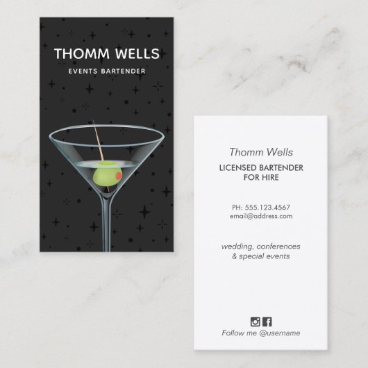 Events Bartender Festive Visitekaartje (Voorkant / Achterkant)