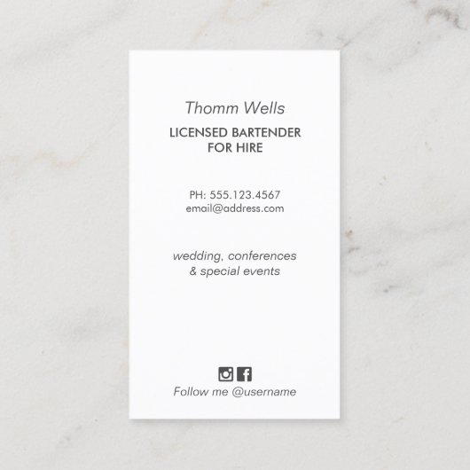 Events Bartender Festive Visitekaartje (Achterkant)