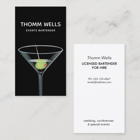 Events Bartender Martini Visitekaartje (Voorkant / Achterkant)