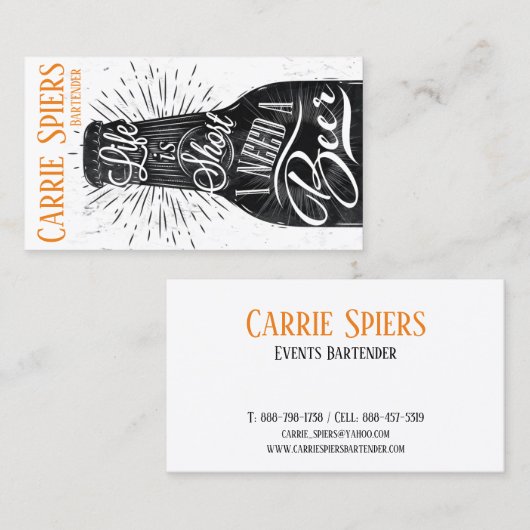 Events Bartender Visitekaartje (Voorkant / Achterkant)
