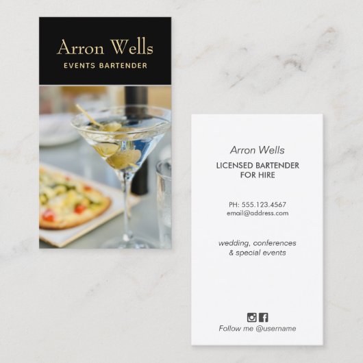 Events Bartender Visitekaartje (Voorkant / Achterkant)