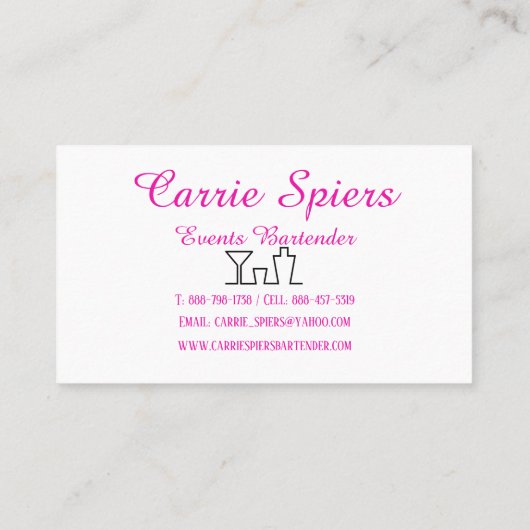 Events Bartender Visitekaartje (Achterkant)