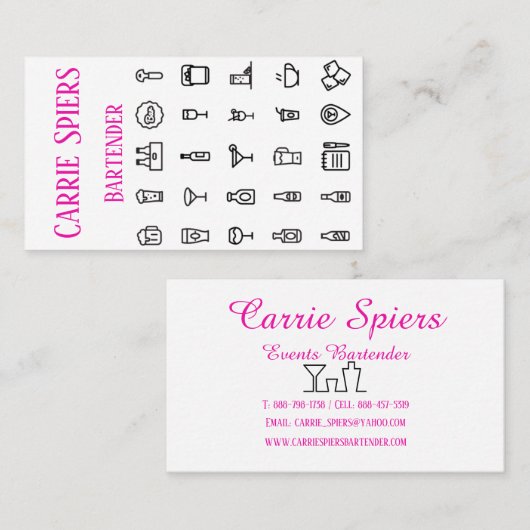 Events Bartender Visitekaartje (Voorkant / Achterkant)