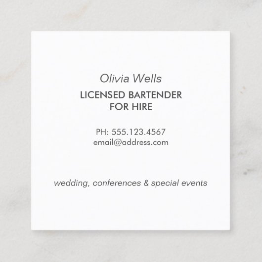 Events Bartender Visitekaartje (Achterkant)