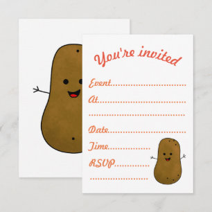 Events Invite, Cute Happy Potato Kaart
