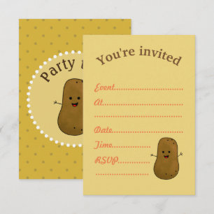 Events Invite, Cute Happy Potato Kaart