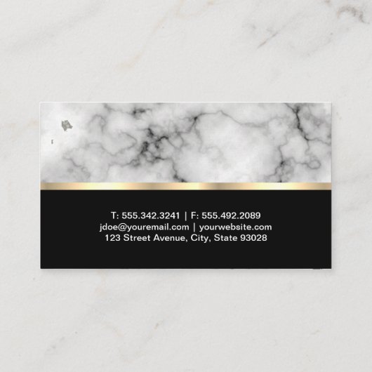 Events Marble Background Gold Trim en Black Visitekaartje (Achterkant)