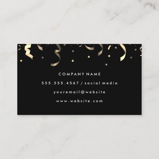 Events Party Popper en Confetti Visitekaartje (Achterkant)