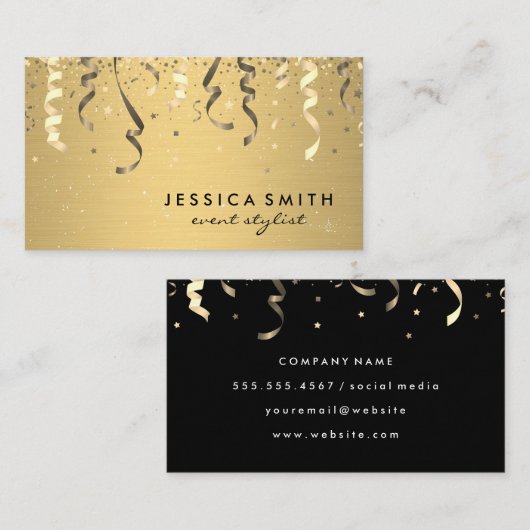 Events Party Popper en Confetti Visitekaartje (Voorkant / Achterkant)