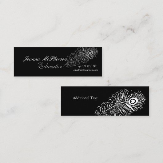 Events Planner Trendy Cool Plume Peacock Feather Mini Visitekaartje (Voorkant / Achterkant)