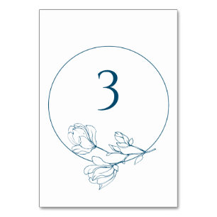 EVENTUEEL AANTAL Florence Blue Wedding Table Numbe Kaart