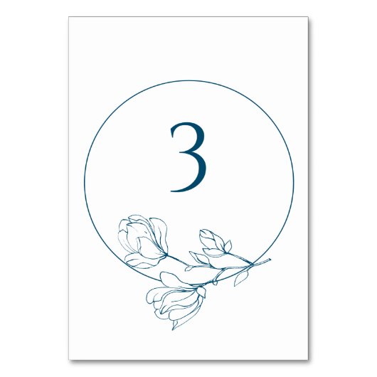 EVENTUEEL AANTAL Florence Blue Wedding Table Numbe Kaart (Voorkant)