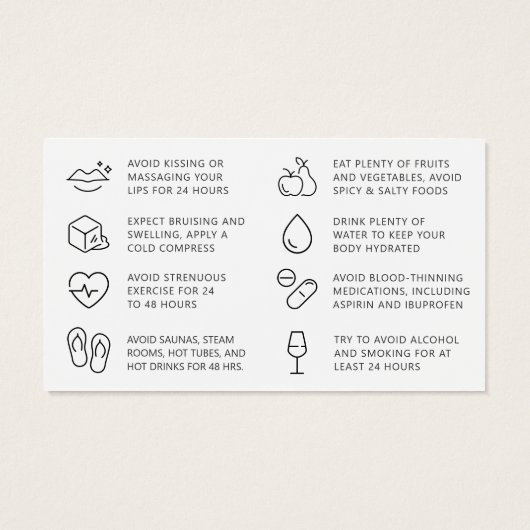 Eventuele kleuropvulinstructies Nazorg Kaart (Achterkant)