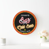 Eventuele naam Faux Neon Red Gold Black Oranje Ret Grote Klok (Huis)