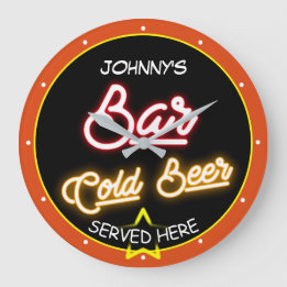 Eventuele naam Faux Neon Red Gold Black Oranje Ret Grote Klok