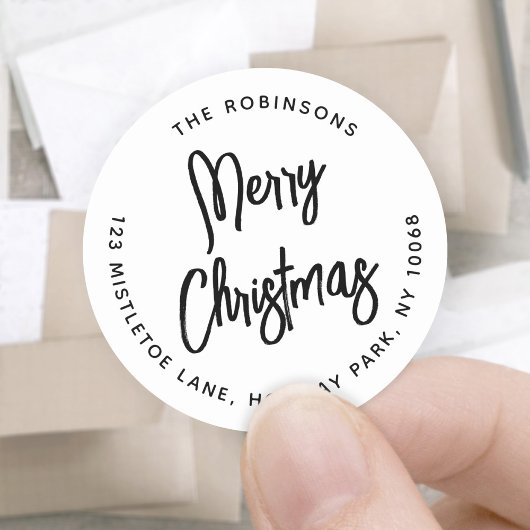 Eventuele tekst geborsteld script Retouradres Kers Ronde Sticker