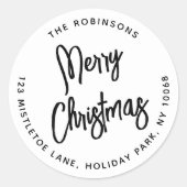 Eventuele tekst geborsteld script Retouradres Kers Ronde Sticker (Voorkant)